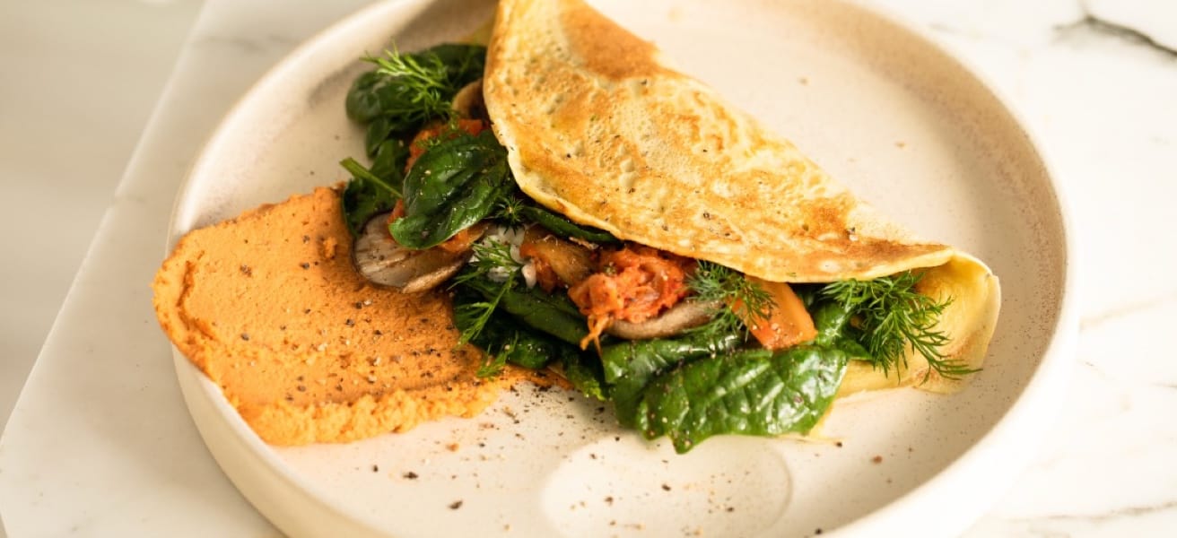 picture of an omelette served on a dish